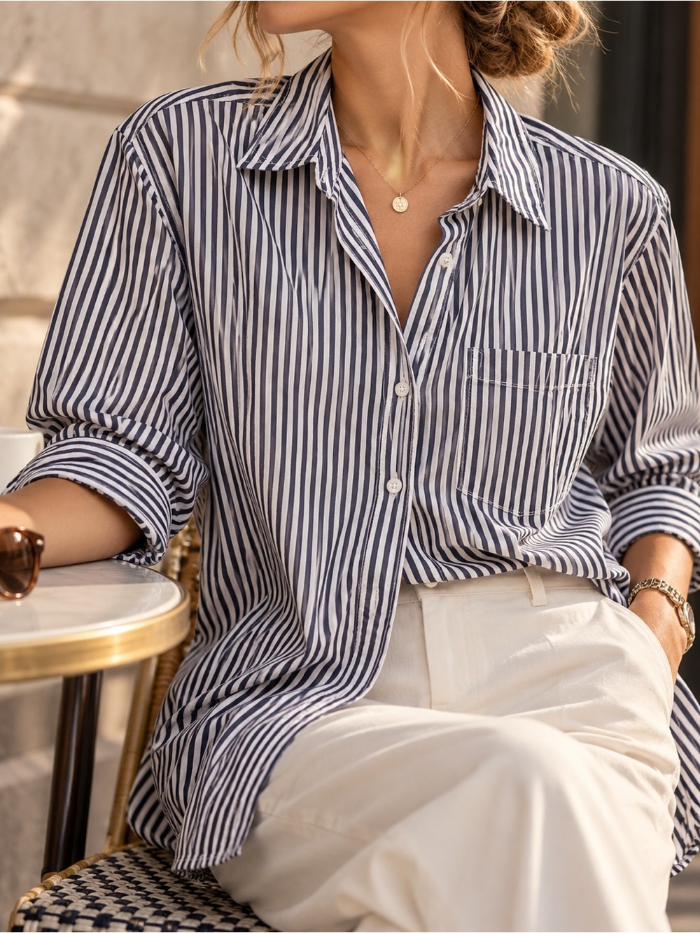 Maeve Stripe Oversized Button Down
